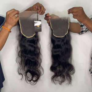 Extensions de cheveux humains de temple indien bruts non traités, faisceaux de cheveux bouclés avec fermeture à lacet HD - Product Image 2