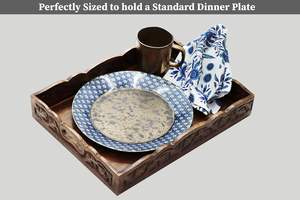 Plateau en bois naturel fait main avec poignée intégrée Plateau de service de haute qualité pour restaurant à la maison Dessert alimentaire - Product Image 6