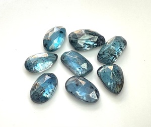 Teal Moss Kyanite Rose cut Gemstone Teal Blue Kyanite Faceted Gemstone Flat Back Kyanite Loose Gemstone For Trendy Jewelry Makin - Product Image 2