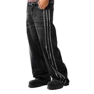 กางเกงสเวตเตอร์ผ้ายีนส์ของผู้ชายทรงสลิมฟิตแนววินเทจผ้า100% เอวยางยืดสไตล์ไฮสตรีทแบบลำลองสินค้าใหม่ล่าสุด2025ออกแบบได้ตามต้องการ - Product Image 5