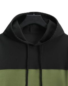 เสื้อฮู้ดสีดำอมเขียวแบบยูนิเซ็กซ์ ผ้าฟลีซแบบคัลเลอร์บล็อก มีฮู้ดและกระเป๋าจิงโจ้ สไตล์ลำลองสำหรับฤดูหนาวและสตรีทแวร์ - Product Image 4