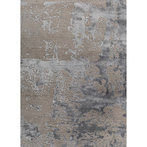 Alfombra Kavi Gris y Negra Anudada a Mano de Lana y Seda de Bambú, Diseño Moderno Abstracto 3D para Sala de Estar, Modelo Esk-431 - Product Image 3