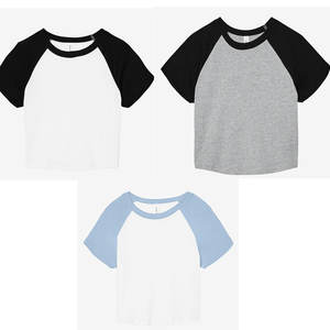 T-shirt court à manches raglan classique pour femmes, coupe ajustée, logo personnalisé, appliques 3D, tissu batik, printemps - Product Image 6