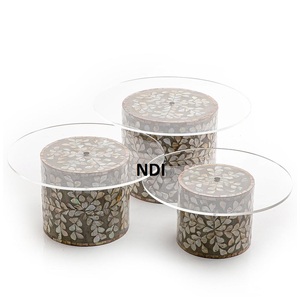 Soporte para servir pasteles de nácar con tapa de cristal para decoración de mesas de hotel, accesorios para fiestas de bodas. - Product Image 3