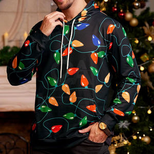 Sudadera CON CAPUCHA DE Navidad para hombre 100% algodón transpirable estampado completo diseño bolsillo cálido invierno suelto tejido frontal - Product Image 2