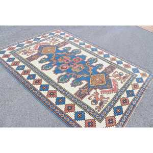 Alfombra de 5.9x8 pies, Alfombra Turca Vintage, Alfombra Oriental Azul de Lana - Product Image 4