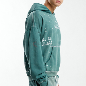 Pull à capuche unisexe 100% coton uni couleur unie conception personnalisée décontracté Streetwear Hoodies fabricant - Product Image 3