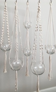 Boho Chic porte-plante en macramé fait à la main corde de coton suspendu intérieur et extérieur écologique décoration de la maison - Product Image 5