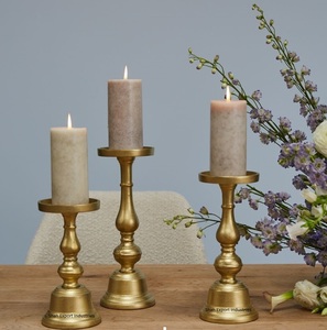 Classic Silver & Gold Metal Candle <b>Pillar</b> Stand Handmade Aluminum Holder for Home & Wedding Decor for Christmas - Product Image 6