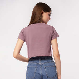 Camiseta Corta de Algodón para Mujer, Diseño de Alta Calidad, Color de Moda, Cuello Redondo - Product Image 6