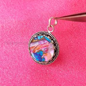 Abalorios de Plata 925 con Engaste de Bisel y Piedras Preciosas, Joyería Bohemia Hecha a Mano, Baño de Rodio, Regalo de Aniversario para Ella, Turquesa Rosa Espinosa - Product Image 5