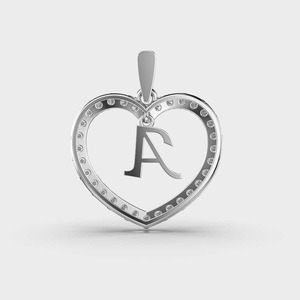 IGI Certified Lab Grown Diamond Heart <b>Initial</b> <b>Pendant</b> in 925 Solid Sterling <b>Silver</b> Personalized Alphabet Necklace for Women - Product Image 3