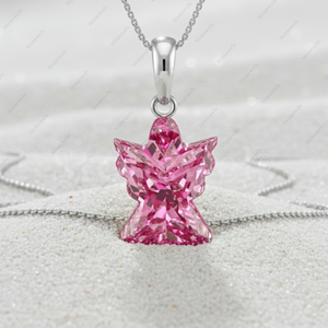 Pendentifs et breloques en argent sterling 925 plaqué or, Noël, ange rose fantaisie, bijoux fins, certifiés GIA IGI, diamant de laboratoire cultivé VVS - Product Image 2