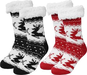 Chaussettes de sol de Noël douces et chaudes en fourrure moelleuse et thermique avec motif de renne de dessin animé - Product Image 2