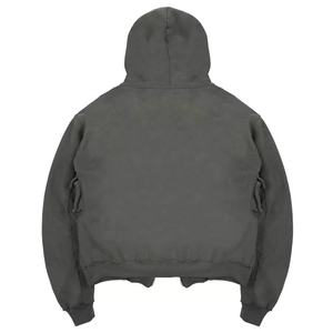 Vestes à capuche pour hommes en coton épais tricoté vintage pour l'hiver personnalisé Sweats à capuche vierges de poche cargo pour hommes - Product Image 2