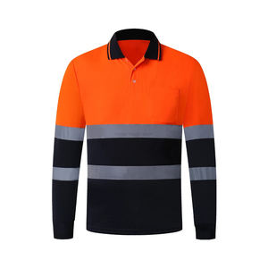 2024 chemise haute visibilité personnalisée à manches longues hommes 100% polyester respirant réfléchissant Polo Top produits - Product Image 2