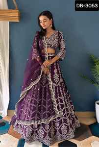 Dernières femmes portent fausse Georgette avec broderie à la mode Séquence travail Wedding Wear Lehenga Choli pour les femmes pas cher prix Lehenga - Product Image 4