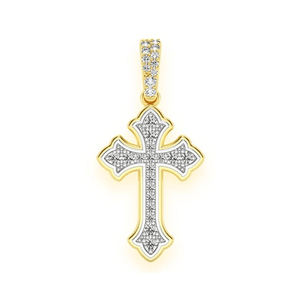 Minimalista 10K oro sólido Jesús Cruz colgante delicado VVS Moissanite diamante collar religioso encantos religioso regalo para él ella - Product Image 1