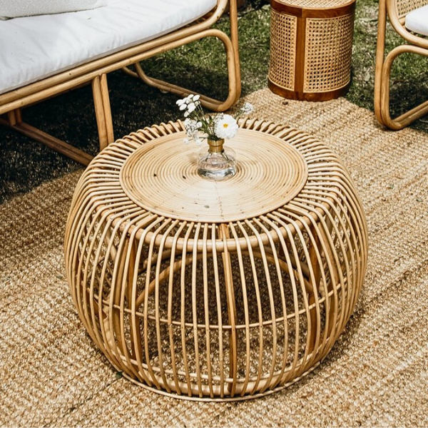 Boho Modern Rattan Coffee Table Farmhouse Style Eco-Friendly Home Furniture Made in Vietnam