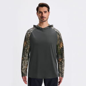 Sudadera de Pesca Gris Oscuro Personalizada con Mangas de Camuflaje, Secado Rápido, Protección UV, Camisa de Manga Larga para Actividades al Aire Libre para Hombre, UPF 50+ - Product Image 2