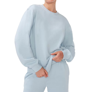 Logo personnalisé femmes ensemble de survêtement d'hiver 100% coton respirant avec panneau patchs et col à capuche en gros disponible - Product Image 3