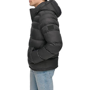 Veste d'hiver matelassée de haute qualité pour homme, logo personnalisé, capuche, veste en polyester à bulles pour les voyages en plein air, veste décontractée pour homme - Product Image 3