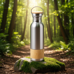 Bouteille d'eau en bambou et acier inoxydable Gaucix - Vaisselle durable - Product Image 3
