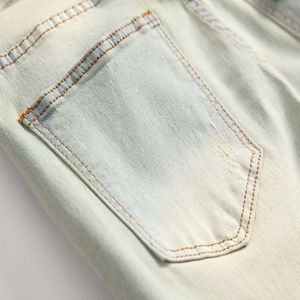 Pantalones cortos de mezclilla para hombre 100% algodón de mezclilla Ecológico Cintura informal Ajuste relajado Pantalones cortos de estilo desgastado - Product Image 5