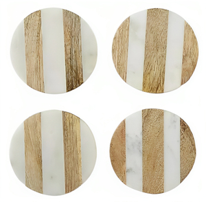 Ensemble de 4 sous-verres en pierre organique Design marbre double ton pour table de cuisine-Tapis et tampons - Product Image 3