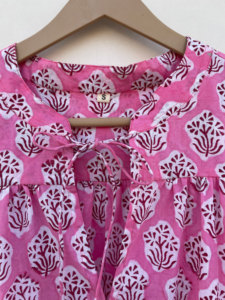 Robe maxi d'été pour femme en pur coton, style bohème, imprimé floral, imprimé à la main, légère, douce, indienne - Product Image 3