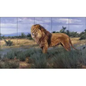 Edward Aldrich Lion Tile Backsplash Wildlife Art Mural de cerámica RW-EA002 decoración de pared intrigante - Product Image 1