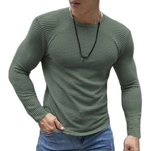 Casual Waffle Solid Color Sweatshirts for <b>Mens</b> Autumn Leisure <b>Long</b> Sleeve Crew Neck Pullover Tops <b>Men</b> Fashion Bottoming <b>T</b>-<b>shirts</b> - Product Image 3