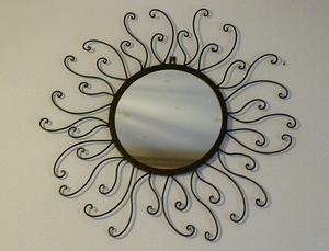 Stylish <b>round</b> metal wall <b>mirror</b> with thin <b>gold</b> frame ideal for minimalist Scandinavian contemporary and modern decor - Product Image 4