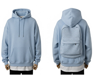 Heavyweight Fleece Winter Men Hoodie with <b>Backpack</b> Attached Custom Street Style Pullover Plain Dyed Polyester/Cotton <b>cheap</b> price - Product Image 2