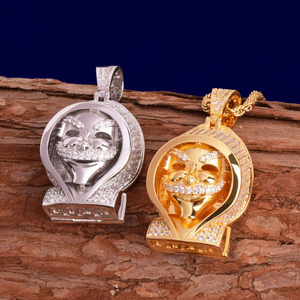 Diseño de moda Iced Out Lab Grown Diamond con 10kt Oro sólido Hip Hop Hoody Skull Style Joyería fina Colgantes y dijes - Product Image 3