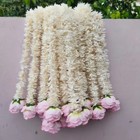 Karangan Bunga Melati dengan Mawar Peony untuk Dekorasi Pernikahan India Selatan, Dekorasi Mandap, Dekorasi Pernikahan Muslim, Latar Belakang Baby Shower