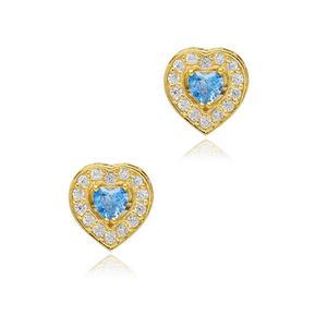 Aquamarine CZ Stone <b>Heart</b> Design <b>Silver</b> <b>Stud</b> <b>Earrings</b> Turkish Wholesale 925 Sterling <b>Silver</b> Women Jewelry - Product Image 3