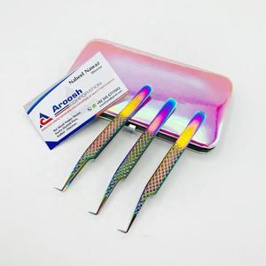 Vente en gros de pinces professionnelles solides en acier inoxydable à 90 degrés, plasma arc-en-ciel, extensions de cils à poignée diamantée - Product Image 1