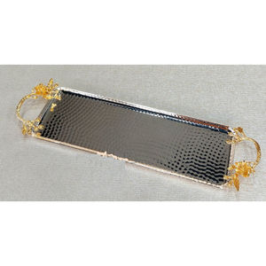 Plateau de service de nourriture décoratif attrayant plateau à biscuits en acier inoxydable avec bords ronds pour les fournitures de villégiature à domicile - Product Image 3