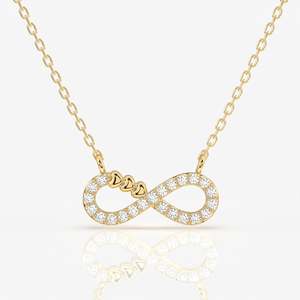 18K <b>Gold</b> Pendant with Round Cut Lab Grown Diamond Fashionable <b>Infinity</b> Design - Product Image 1