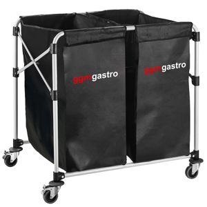 Commercial Linen <b>Trolley</b> - Foldable - 2x 150L - Aluminium frame - <b>Black</b> - Product Image 3