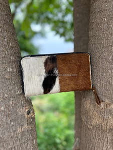 Nouveaux vrais cheveux faits à la main sur les portefeuilles de peau pour les femmes portefeuille mince à deux volets en cuir fermeture éclair pochette sac à main véritable peau de vache fourrure sac à main portefeuille - Product Image 3