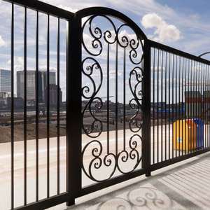 Porte principale moderne en fer forgé avec un design métallique personnalisé et des panneaux décoratifs pour une entrée élégante, solide et résistante aux intempéries - Product Image 2