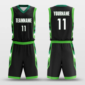 Ensemble de shorts personnalisables en jersey de basket-ball respirant vert marine vêtements de t-shirt de sublimation pour hommes - Product Image 1