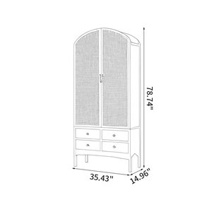 Estantería de ratán de madera maciza retro con hierro y bambú versátil para el hogar, oficina, sala de estar, dormitorio, escuela, muebles de Hotel - Product Image 4