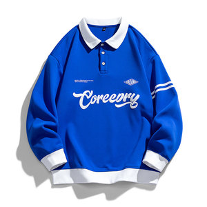 Sudadera de solapa de colores contrastantes de gran tamaño para hombre, ropa de calle de Hip Hop de primavera, sudadera Harajuku, uniforme de béisbol, Sudadera con capucha para hombre - Product Image 1