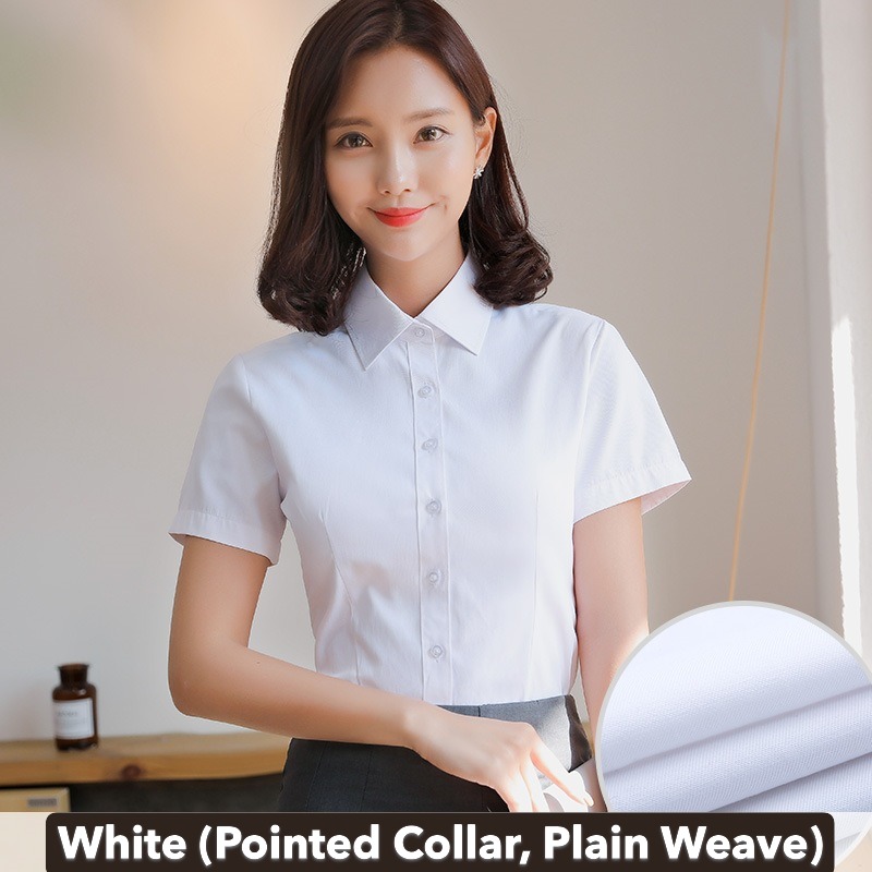 Blanc (Col pointu, Tissage uni)