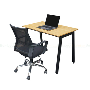AtonBamboo 100x60cm Gaming Desk with <b>Foldable</b> Iron <b>Legs</b> Computer/Laptop <b>Table</b> with Storage Drawer Office Desk - Product Image 3