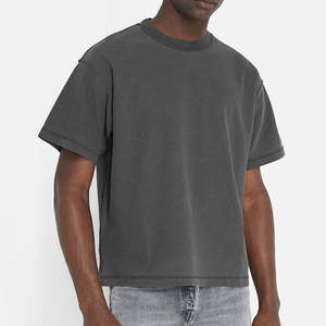 Wholesale Custom logo Heavyweight Cotton Vintage Drop Shoulder Boxy <b>Fit</b> Oversized Washed <b>Cropped</b> <b>T</b>-<b>Shirts</b> for Men,s - Product Image 3