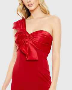 Robe de soirée en satin rouge chaud vintage pour femmes belle robe sans manches longue au sol motif de fleurs drapées pour les fêtes - Product Image 6